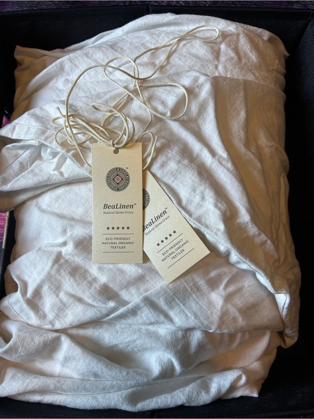 REDUCED FOR FAST SALE! BeaLinen White Linen Bedskirt with 22” drop Natural Linen